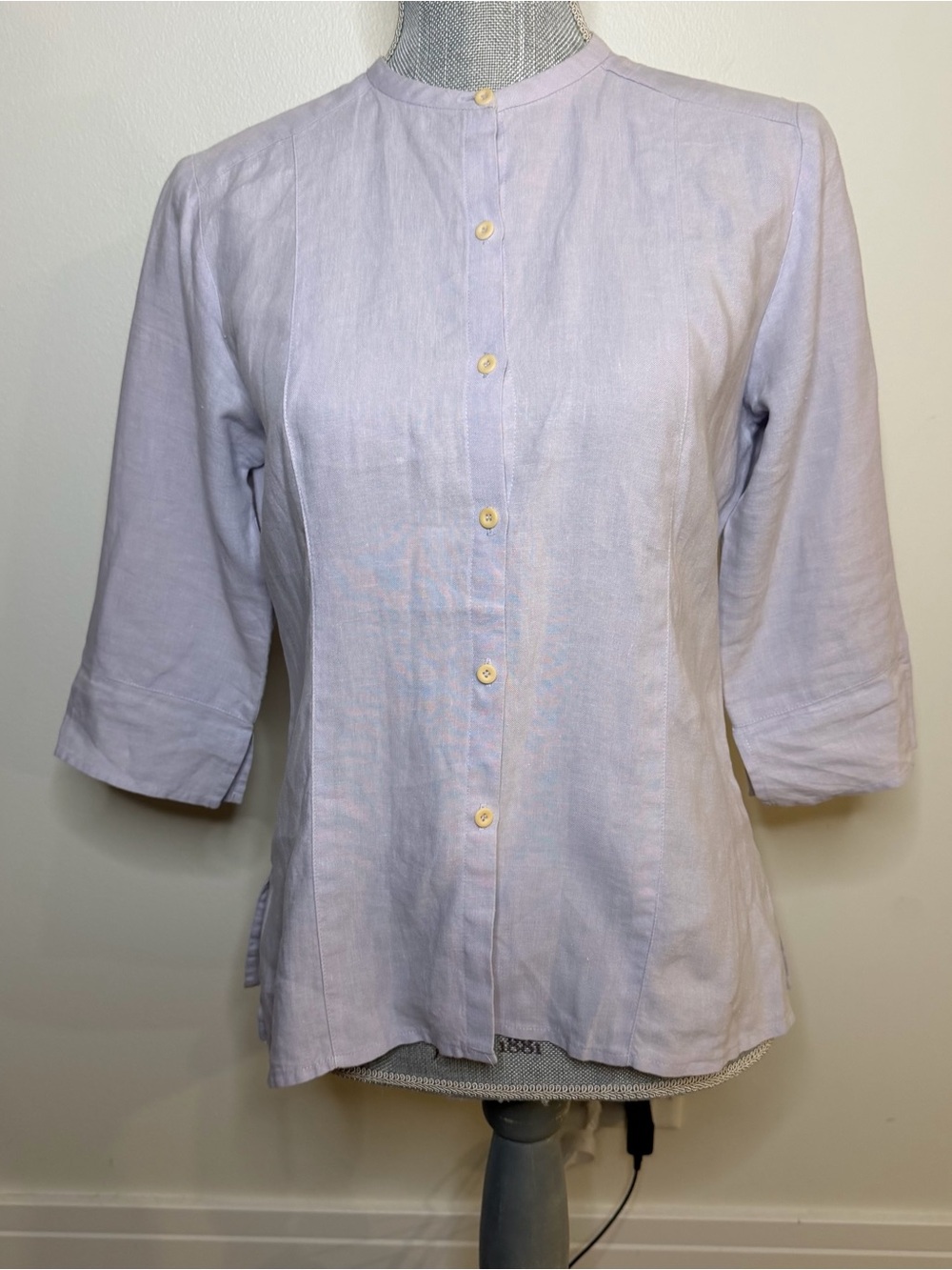 Light Lavender Button-Front Women's Linen Top, loose fit , PP size